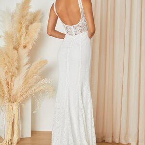 Lulus Beloved Eternity White Lace Sleeveless Backless Maxi Dress - Size S